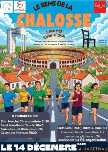 Dimanche 14 decembre à Hagetmau: Courses 21km, 10km, 5km Marche 10km Apres si il y a des intéressés on peut éventuellement faire une halte gastronomique a la Ferme Marquine à Mugron (menu autour de 20€ où carte vraiment abordable) 😉